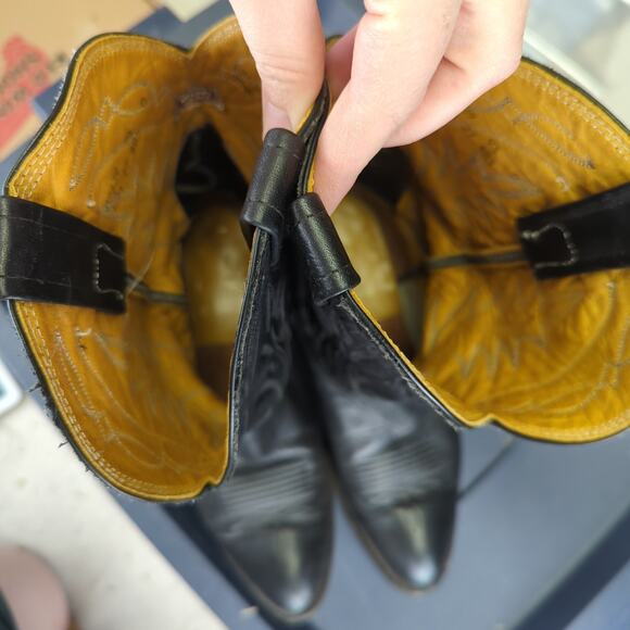 Nocona Black Leather Cowboy Boots Western Men's Size 9.5D 02639 - Picture 6 of 7